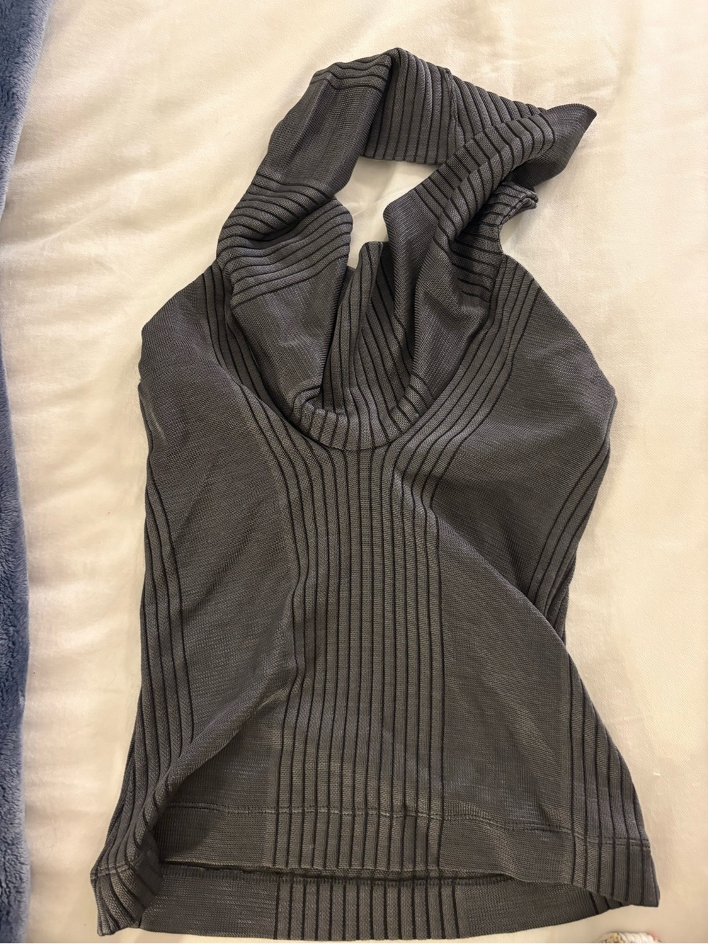 IRO Gray Ribbed Halter Top